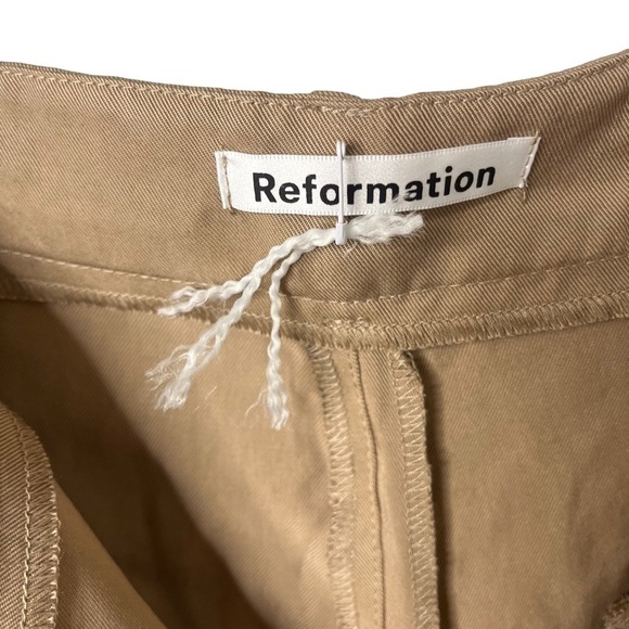 Reformation Mason Wide Leg Pants Size 12 Khaki Tan Trousers Tencel High Waist - Picture 8 of 10